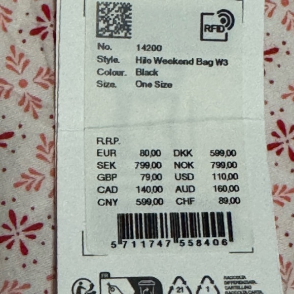 NWT Rains Hilo Black Weekend Bag - Picture 5 of 7